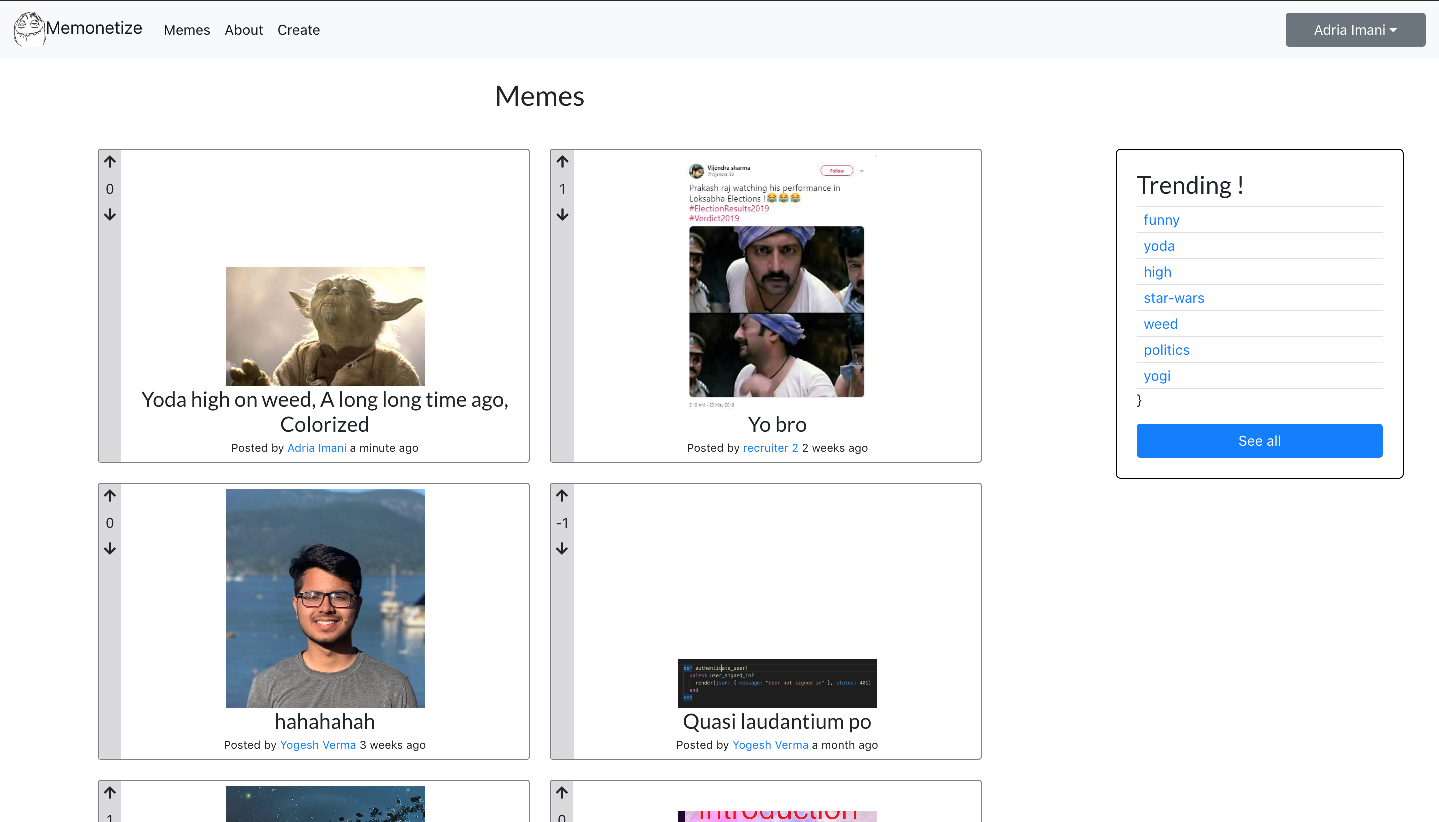 Meme Index page