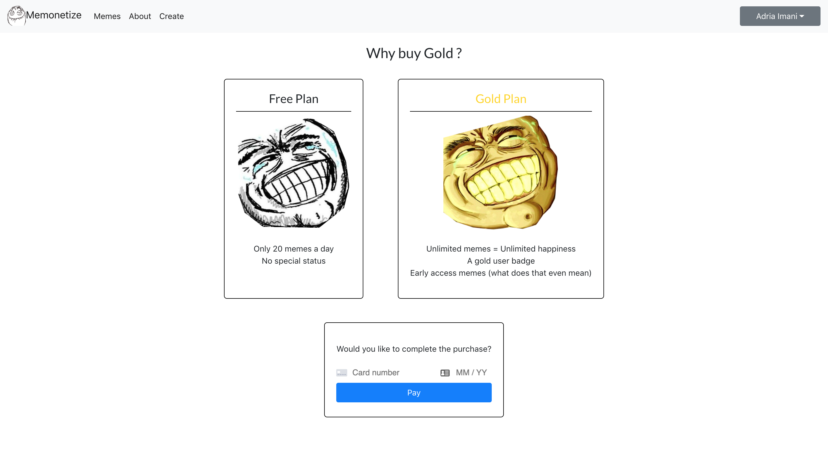 Gold Plan page