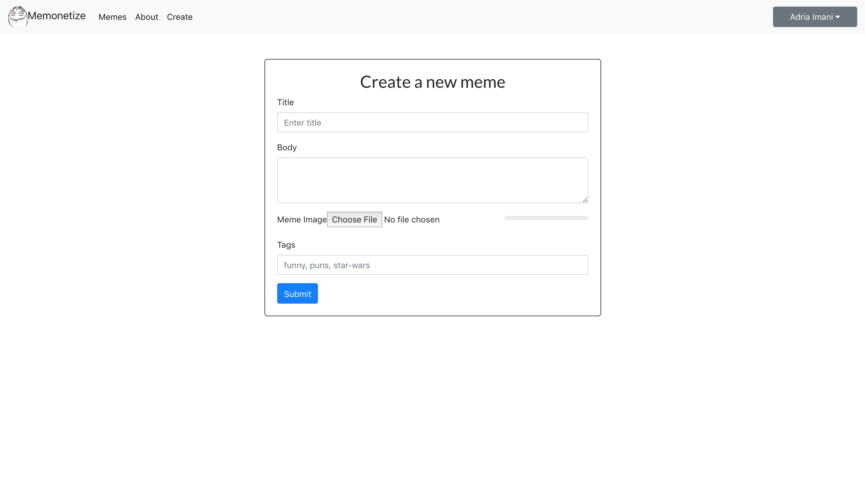 Create meme page